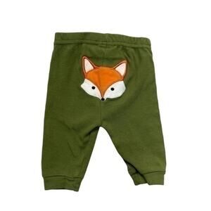 Olive Green Joggers Baby Size 0-3 Months embroidered Fox cotton
